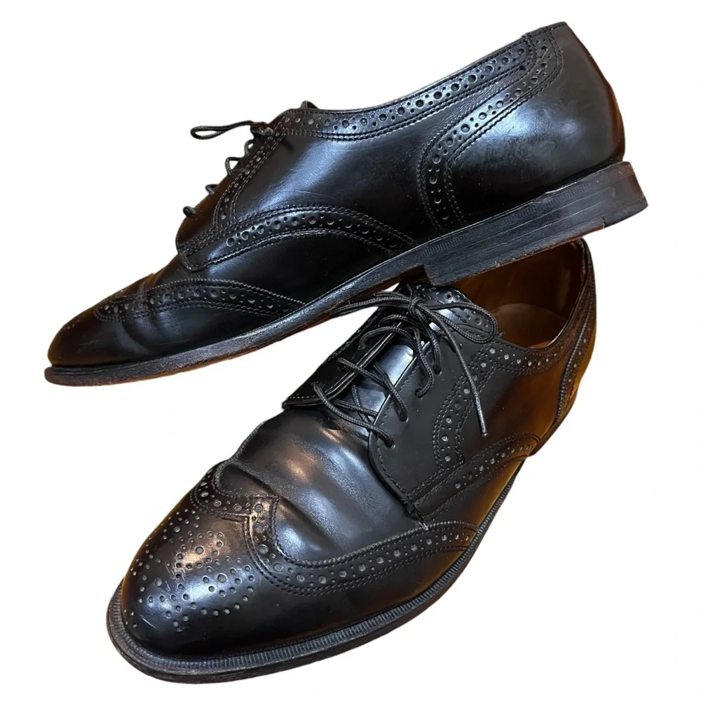 Cole Haan Mens Black Leather Loafers Shoes Oxford Brogues Wingtips Classic 10